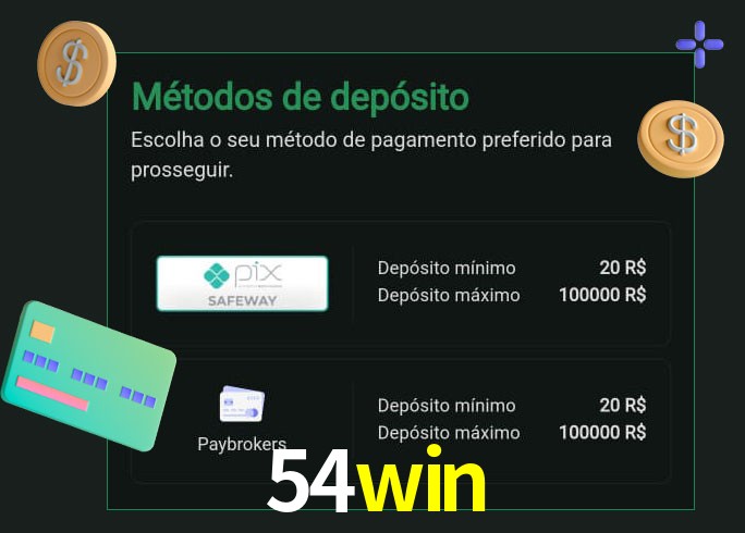 O cassino 54win oferece uma grande variedade de métodos de pagamento